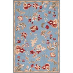 Hand hooked Blue Andre Wool Rug (5' x 8') Surya 5x8   6x9 Rugs