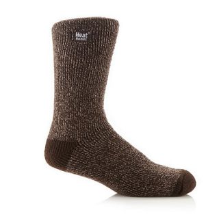Heat Holders Brown twisted yarn thermal socks