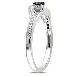 Miadora 10k White Gold 1/6ct TDW Black and white Round cut Diamond Ring (H I, I2 I3) Miadora Diamond Rings