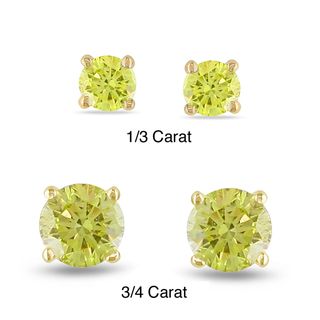 Miadora 14k Yellow Gold 1/3ct TDW Yellow Diamond Solitaire Earrings Miadora Diamond Earrings