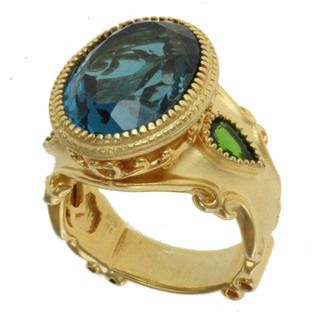 Dallas Prince Gold over Silver and London Blue Topaz and Chrome Diopside Ring Dallas Prince Gemstone Rings