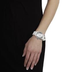 Geneva Platinum Women's Rhinestone Accented Black/White Silicone Watch (Set of 2) Geneva Women's Geneva Watches