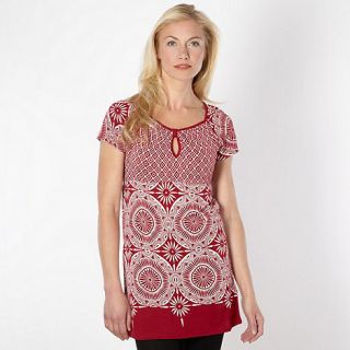 The Collection Dark red mixed tile and floral print tunic
