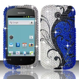 For Huawei Ascend Y M866 (StraightTalk) Full Diamond Design Cover   Blue Vines FPD Cell Phones & Accessories