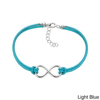925 Sterling Silver Infinity Colored Cord Bracelet Sterling Silver Bracelets