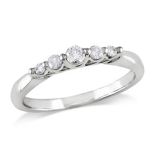 Miadora 14k White Gold 1/4ct TDW 5 Stone Diamond Ring (G H, I1 I2) Miadora Diamond Rings