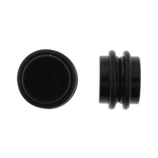 No Piercing Required   High Quality Black Acrylic Fake Plugs   Imitation 00G with "O" Rings  Very Strong Magnets   Sold as a Pair Jewelry