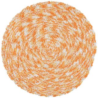Shagadelic Orange Chenille Twist Swirl Round Rug (3' x 3') St Croix Trading Round/Oval/Square