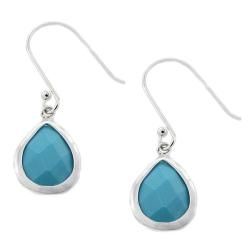 Dolce Giavonna Sterling Silver Synthetic Turquoise Pear Earrings Dolce Giavonna Gemstone Earrings