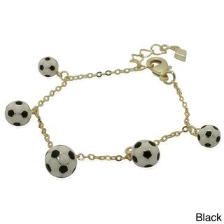 Junior Jewels 18k Gold Overlay Children's Enamel Soccer Ball Bracelet Junior Jewels Children's Bracelets