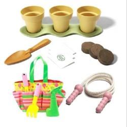 Green Toys Gardening Kit With Tote & Pink Jump Rope Bundle Green Toys Lawn Games