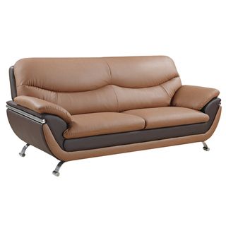 Two tone Light Brown/ Dark Brown Bonded Leather Sofa Sofas & Loveseats