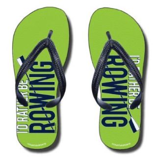 Flip Flops I'd Rather Be Rowing on Lime Green Sandals Shoes