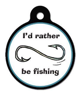 I'd Rather Be Fishing   Pet ID Tag, 2 Sided Full Color, 4 Lines Custom Personalized Text Available  Pet Identification Tags 