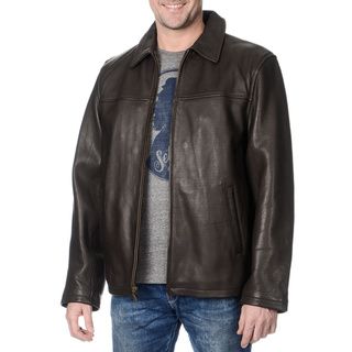 WhetBlu Men's Mahogany Leather Zip Jacket Jackets