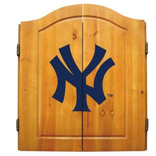 MLB New York Yankees Wooden Dartboard Cabinet Set Baseball