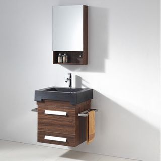 Artificial Stone Top 23.5 inch Wall Mounted Single Sink Bathroom Vanity and Matching Mirror Cabinet Bathroom Vanities