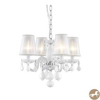 Rococo 4 Light White Chandelier with Crystals and Shades Chandeliers & Pendants