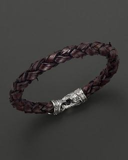 Scott Kay Men's Brown Woven Cactus Leather Bracelet, Medium's
