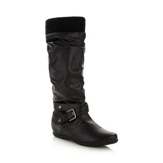 Call It Spring Black ribbed cuff Janileny knee high boots