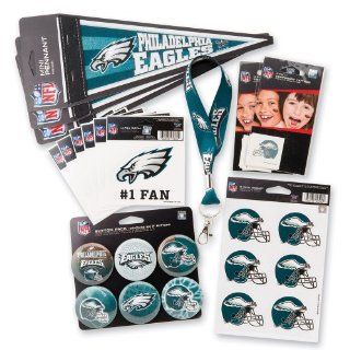 Philadelphia Eagles Fan Pack   Tattoos Decals Buttons Lanyards Magnets & Pennants   Football Tailgating Party Supplies   30 items per pack  Sports Related Tailgating Fan Packs  Sports & Outdoors