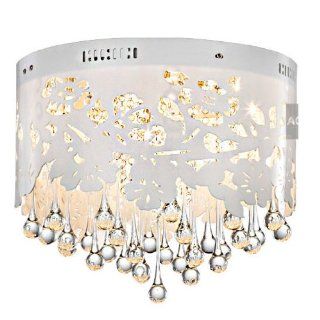 16" Crystal Water Drop Hanging Ceiling Lamps Hollow Flower White Acrylic Dining Room Ceiling Light Romantic Bedroom Ceiling lamp   Led Household Light Bulbs