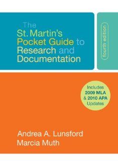 The St. Martin's Pocket Guide to Research and Documentation with 2009 MLA Update (9780312594602) Andrea A. Lunsford, Marcia F. Muth Books