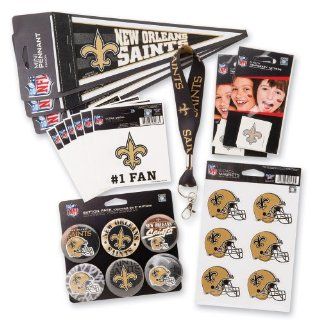 New Orleans Saints Fan Pack   Tattoos Decals Buttons Lanyards Magnets & Pennants   Football Tailgating Party Supplies   30 items per pack  Sports Related Tailgating Fan Packs  Sports & Outdoors