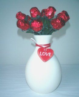 Red Sweetheart Chocolate Roses "Simply Said" Gift Vase (1 Doz)  Gourmet Chocolate Gifts  Grocery & Gourmet Food