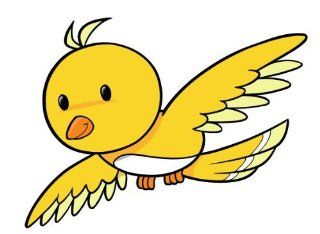 Children's Wall Decals   Cartoon Yellow Flying Bird   12 inch Removable Graphics (4 same)   Prints