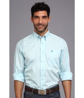 Cinch Cotton Plain Weave Solid Mens Long Sleeve Button Up (Blue)