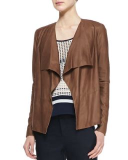Womens Draped Snap Leather Jacket   Vince   Milkyway (X SMALL)