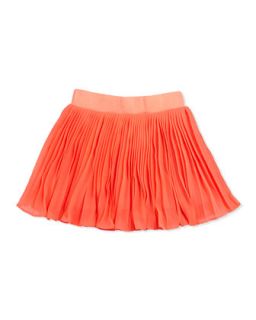 Accordion Pleated Circle Skirt, Neon Orange, Sizes 4 6X