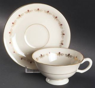 Lenox China Romance Footed Cup & Saucer Set, Fine China Dinnerware   Rosebuds In