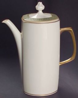 Franciscan Antique Green Coffee Pot & Lid, Fine China Dinnerware   Green Embosse
