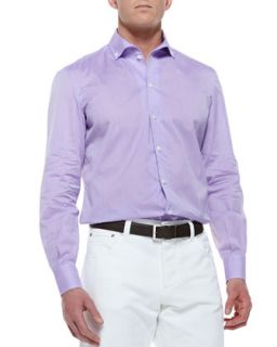 Mens Woven Button Collar Shirt, Purple   Isaia   Purple (41)
