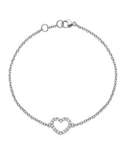 Eden 18k White Gold Diamond Heart Bracelet   Kiki McDonough   White (18k )