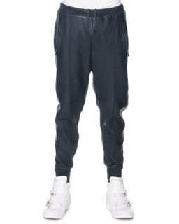 Mens Leather Drawstring Pants, Navy   Dsquared2   Navy (50/40)