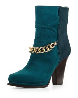 Berlin Suede Ankle Chain Bootie, Teal   3.1 Phillip Lim   Teal (36.0B/6.0B)
