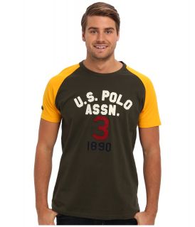 U.S. Polo Assn Raglan Sleeve Baseball Style T Shirt Mens Short Sleeve Pullover (Multi)