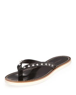 Mens Studded Leather Thong Sandal, Black   Dsquared2   Black (42/10D)