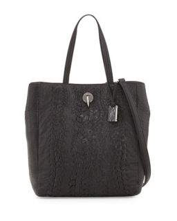Eve Woven Leather Tote Bag, Black   Rachel Zoe