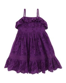 Ruffle Eyelet Sundress, Purple, Toddler Girls 2T 3T   Ralph Lauren