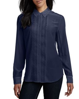 Womens Brett Long Sleeve Silk Blouse   Equipment   Peacoat (LARGE/8)