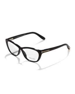 Crossover Cat Eye Fashion Glasses, Shiny Black/Rose Golden   Tom Ford   Shn