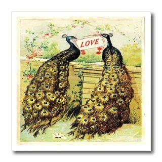 ht_119738_3 Florene Decorative II   Vintage Peacocks Holding A Sign That Says Love   Iron on Heat Transfers   10x10 Iron on Heat Transfer for White Material Patio, Lawn & Garden