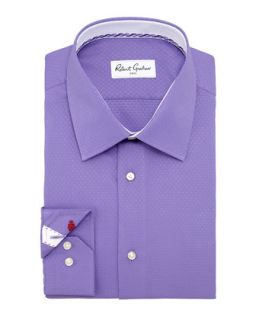 Mens Clark Diamond Jacquard Dress Shirt, Purple   Robert Graham   Purple (15)