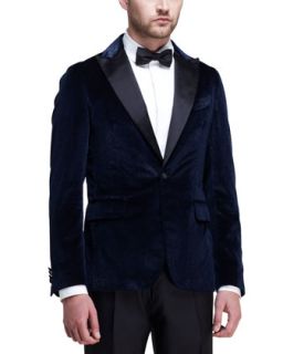 Mens Napoli Glitter Velvet Tuxedo Jacket, Blue   Dsquared2   Blue (48)