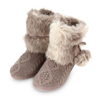 RJR.John Rocha Online exclusive designer taupe cable knitted slipper boots