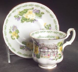 Royal Albert English Country Cottages Footed Demitasse Cup & Saucer Set, Fine Ch